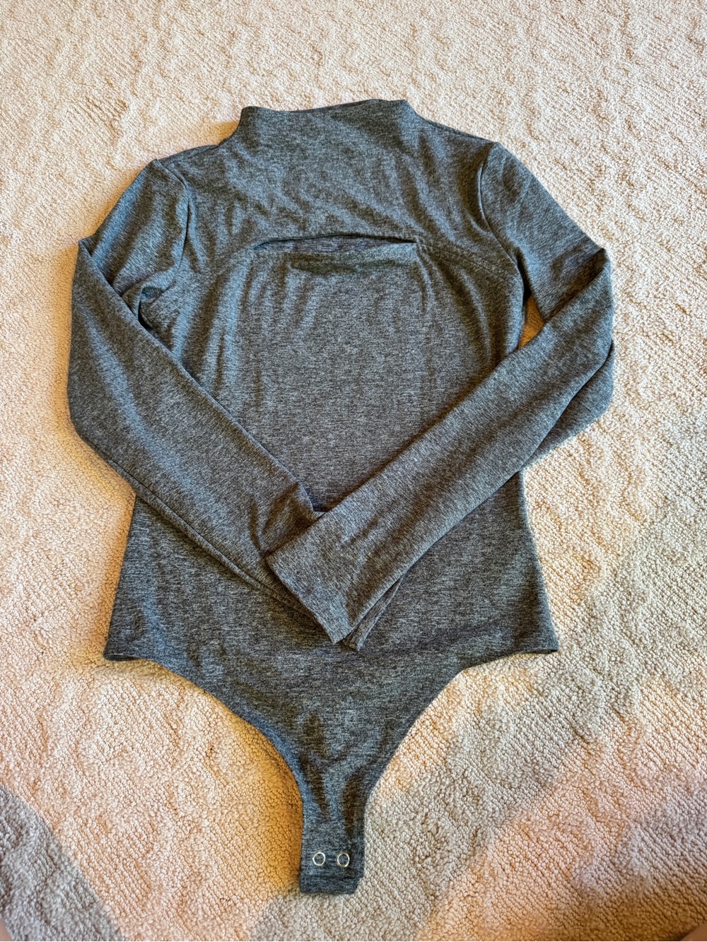 Express Gray Long-Sleeve Mock Neck Bodysuit